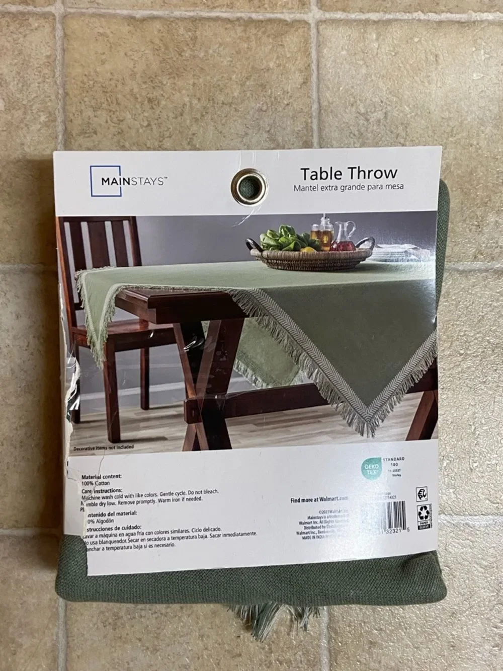 2/$30 Mainstays Olive Fringe Table Throw